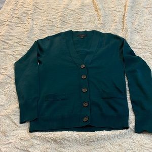 J.crew Kelly Green V-Neck Two Front  Pockets  Cardigan Sweater Size XS